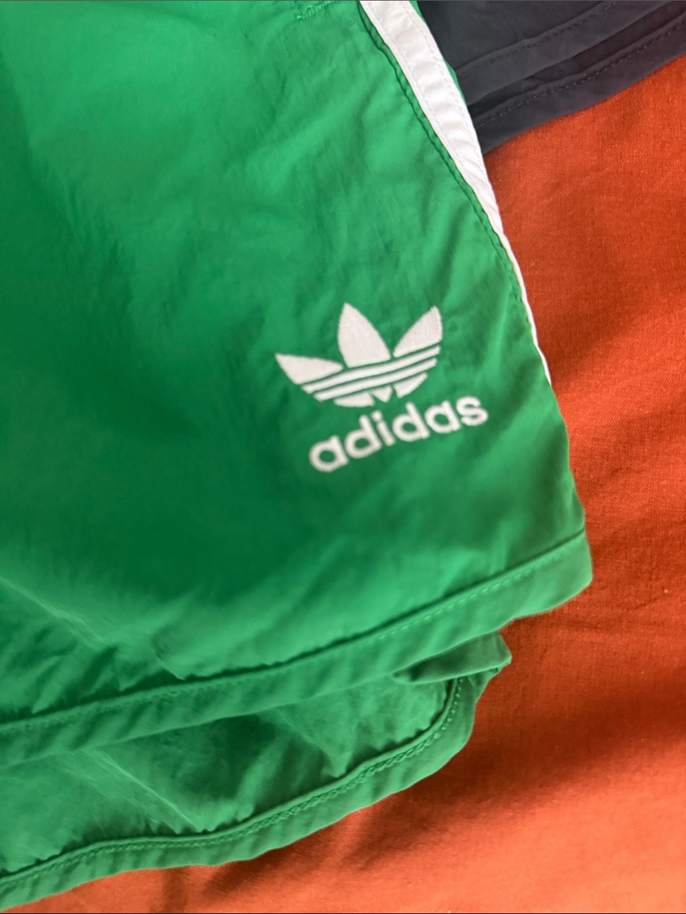 Adidas Green 3-Stripe Sprinter Shorts with White Stripes - Picture 5 of 6